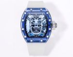 MS Factory Richard Mille Skull Watch RM 052 Skull Tourbillon Blue Sapphire Crystal Replica Watch